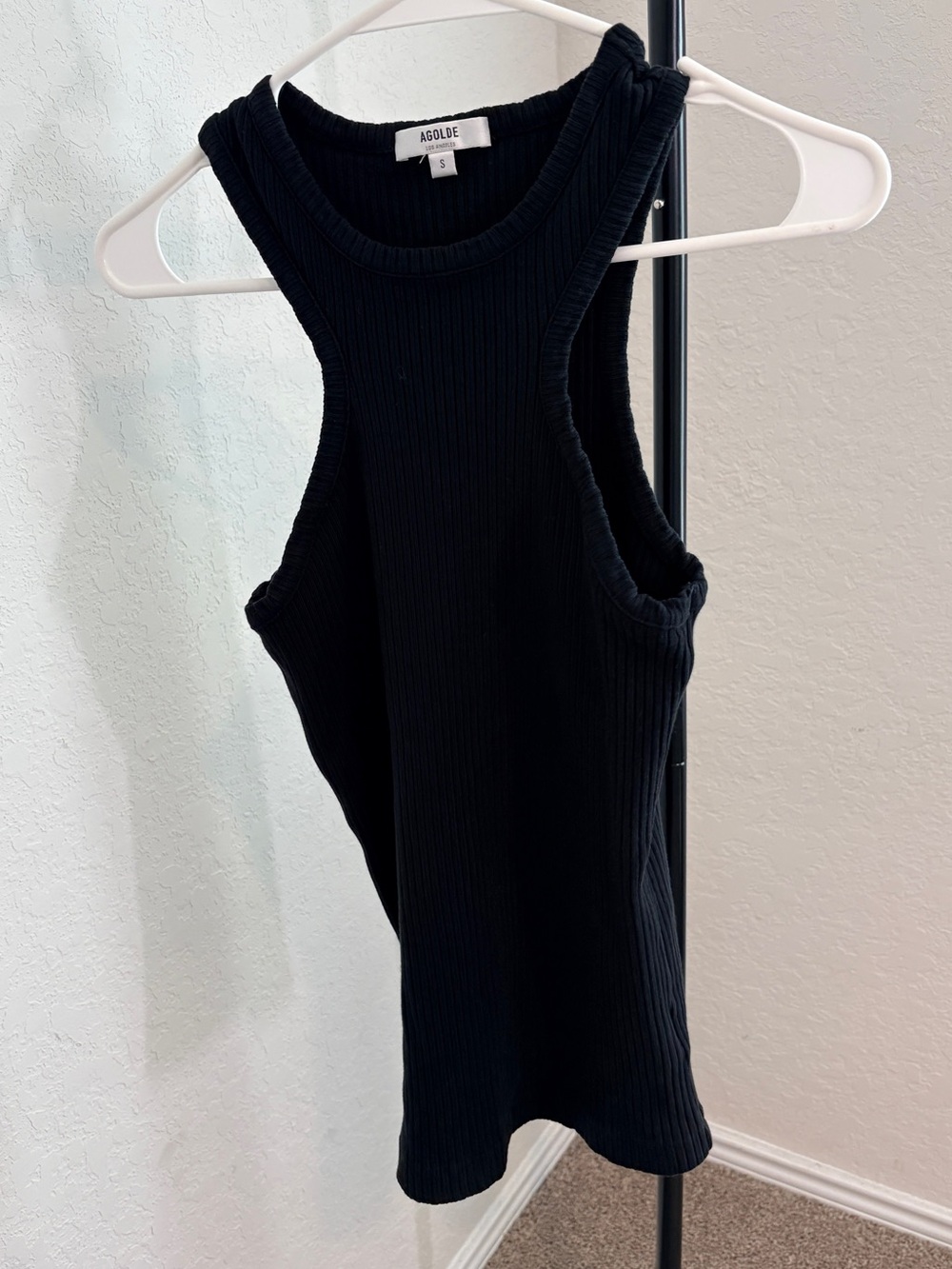 Agolde Black Bea  Ribbed cutaway Crewneck Sweater